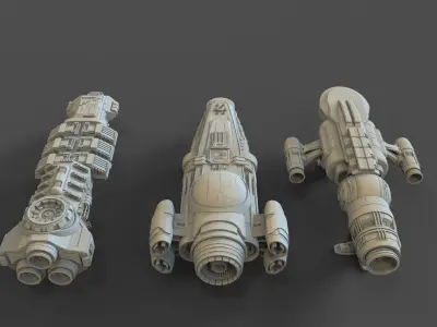 three starship models 3D print model