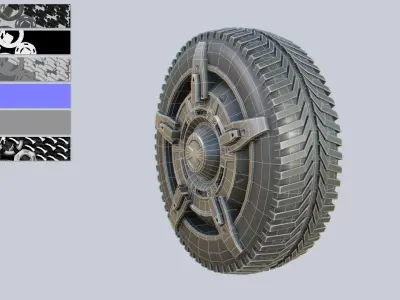 Scifi wheel Low-poly 3D model