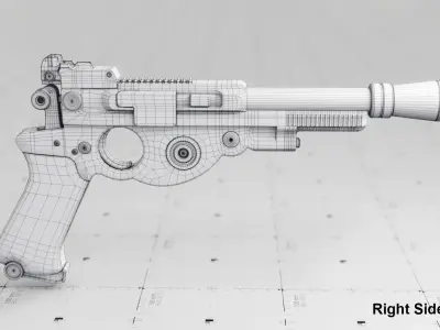 Mandalorian Blaster Pistol - 3D Asset Kit PBR  Low-poly 3D model
