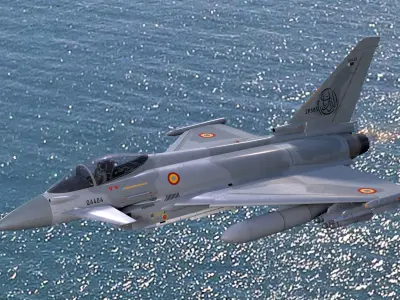 Qatar EuroFighter Typhoon Fully Rigged-High Resolution Cocpit Low-poly 3D model