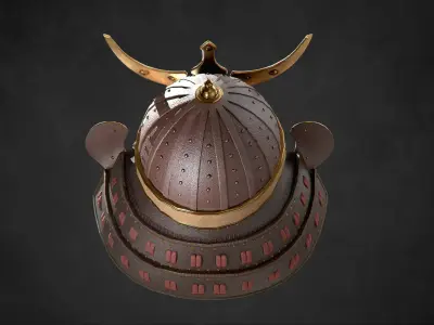 helmet samurai Low-poly 3D model
