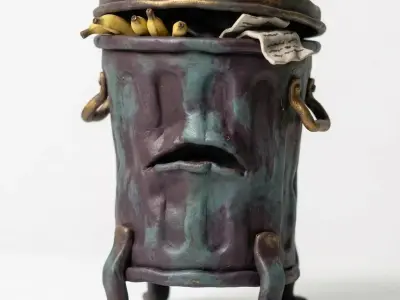 Unique Trash Bin  Low-poly 3D model