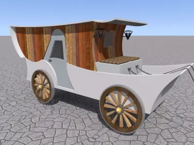 fiacre horse drawn carriage in desert Free 3D model