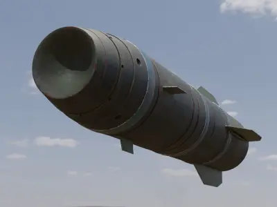 Rocket missile flying in sky Low-poly 3D model