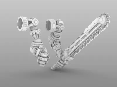 Free Chainsword and Armored Gauntlet For Questing Knights Free 3D print model