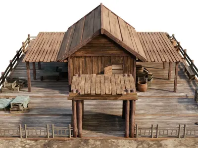 Old Lake House 28 d PBR 4K GameReady Low-poly 3D model