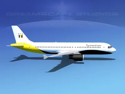 Airbus A320 LP Monarch Low-poly 3D model