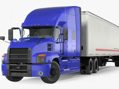 Semi Truck with Trailer Generic Rigged 3D model
