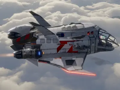 Space Ship - Rigged - Fully Textured - include inside Low-poly 3D model