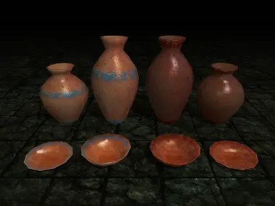 Ancient Breakable Pottery Free low-poly 3D model