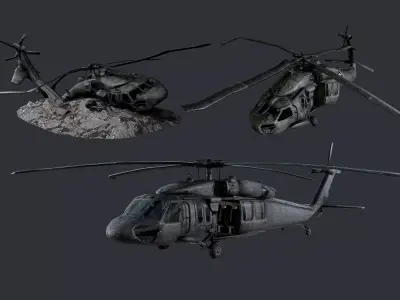 Sikorsky UH60 Black Hawk Military Helicopter Game Ready Pack 01 Low-poly 3D model