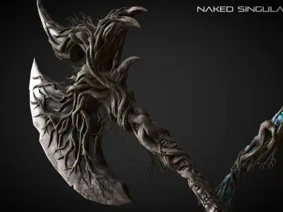 Claw Halberd Medieval dark fantasy weapon Low-poly 3D model