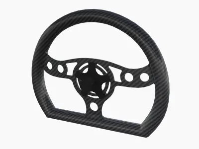 RJ Max Lightweight D-Shape steering wheel Low-poly 3D model
