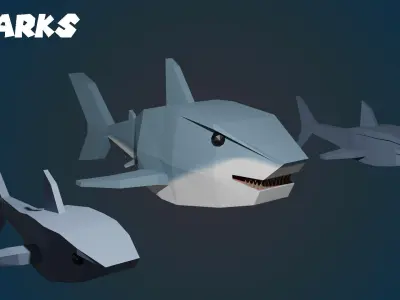Low Poly 3D Assets - Sea Creatures Low-poly 3D model