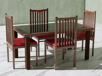 Dinning Table Set 3D Model Free 3D model