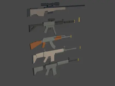 ow poly puck of guns Free low-poly 3D model
