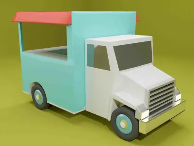 Cartoon Truck Low Poly 3D Model Free Free low-poly 3D model