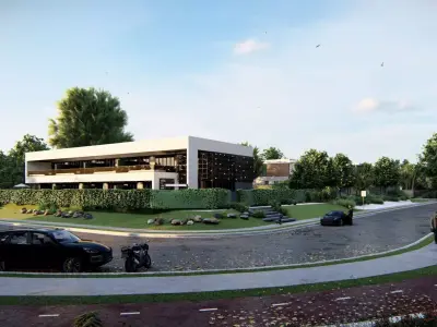 Contemporary Architectural 3D Model with Integrated Pool Design 3D model