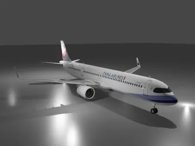 China airlines Airbus a321neo 3d model Low-poly 3D model