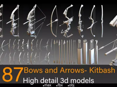 87 Bows and Arrows- Kitbash- High detail 3d models 3D model