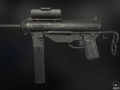 M3A1 Grease Gun Low-poly 3D model