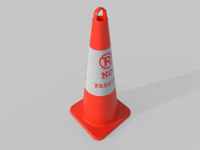Road Cone M6 - With STL Low-poly 3D model