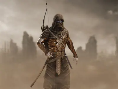 Post Apocalyptic Nomad Low-poly 3D model