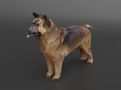 low poly dog model - ready for game  Low-poly 3D model