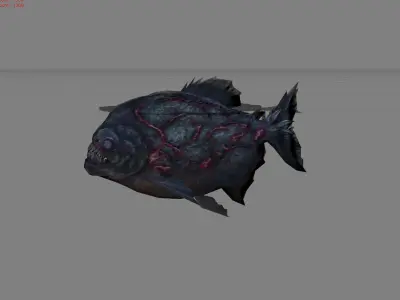 Piranhas Monster Fish Animal Low-poly 3D model