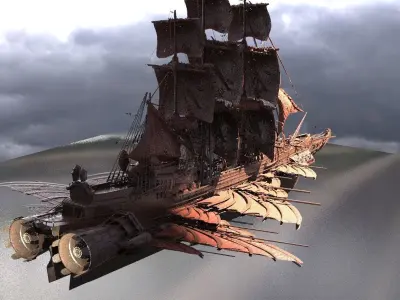 Airship Dragon Emperor Design ship 2 versions  3D model