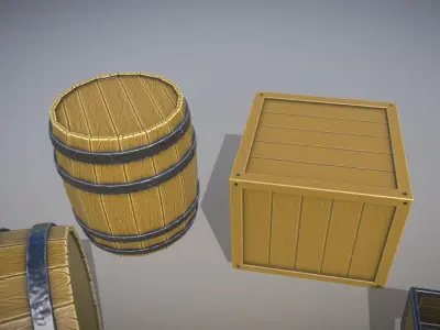 Stylized Wooden Asset Pack Free low-poly 3D model