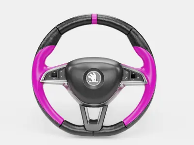 Pink Cover Steering Wheel 3D model
