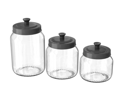  Lidded Glass Canister Set Models, Black 