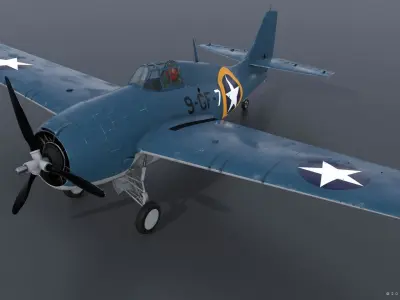 F4F-4 9-GF-7 - Rigged Low-poly 3D model