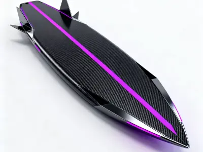Neon-Surge Cyberpunk Surfboard 3D Model Low-poly 3D model