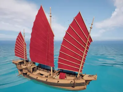 Junk Ship Low-poly 3D model