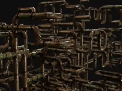 Lead Rusty Plumber Pipes Free low-poly 3D model