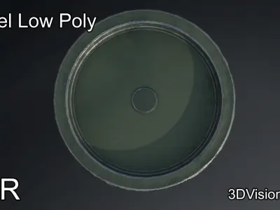 Barrel Low Poly - military look Low-poly 3D model