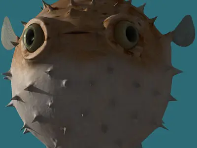 Puffer fish animated Low-poly 3D model