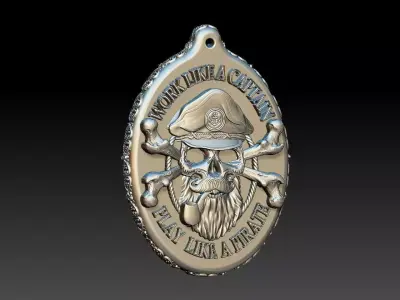 HM Skull Captain Keychain 01 3D print model