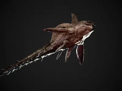PBR Game Ready Horror Piranha Creature 3D Model Low-poly 3D model