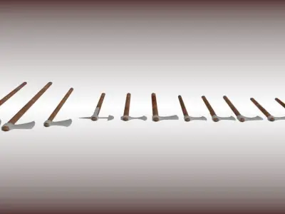 Battle-axe set three axes Low-poly 3D model