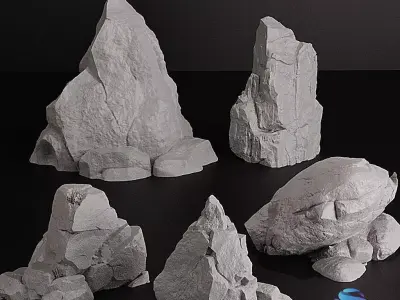 Set of 10 Natural Rocks for Miniatures 3D print model