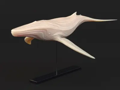 Statuette Whale on stand Low-poly 3D model
