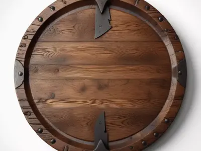 Viking Round Wooden Shield 3D model
