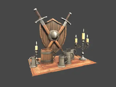 Medieval Tavern Essentials Pack Low-poly 3D model