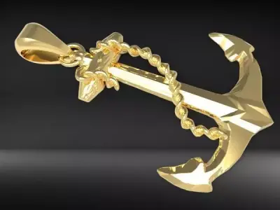 MENS ANCHOR PENDANT NECKLACE ROPE DESIGN JEWELRY 3D print model