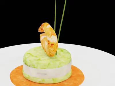 Shrimp With Avocado Low-poly 3D model