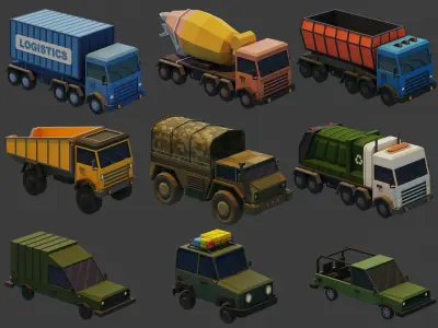 Low Poly Vehicles Low-poly 3D model