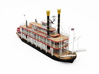 Mississippi River Boat Paddle Steamer 3D 3D model